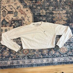 Gymshark White Long Sleeve Crop Top with Thumb Holes